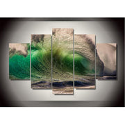 HD PRINTED GREEN SEA WAVES 5 PIECE CANVAS - Surf Sun Sea